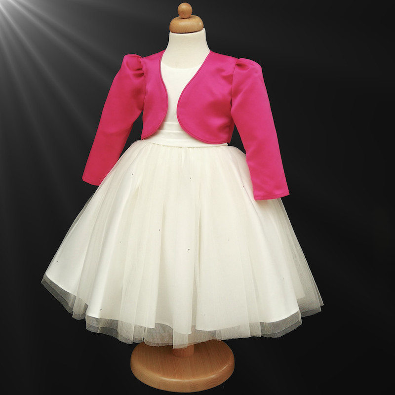 Girls Ivory Dress & Cerise Bolero Flower Girl Dress